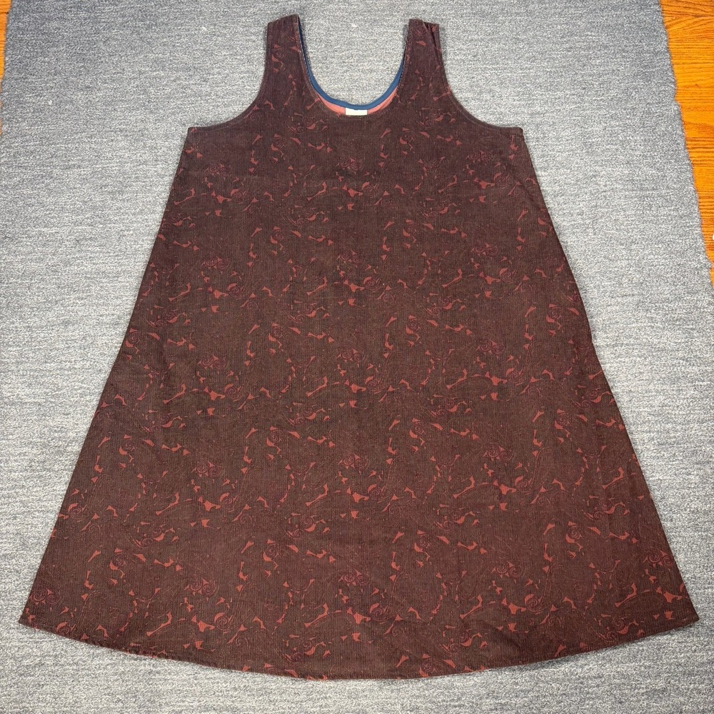 Vermont Country Store Corduroy Paisley Dress Women 3X Plus Maxi Cottagecore USA